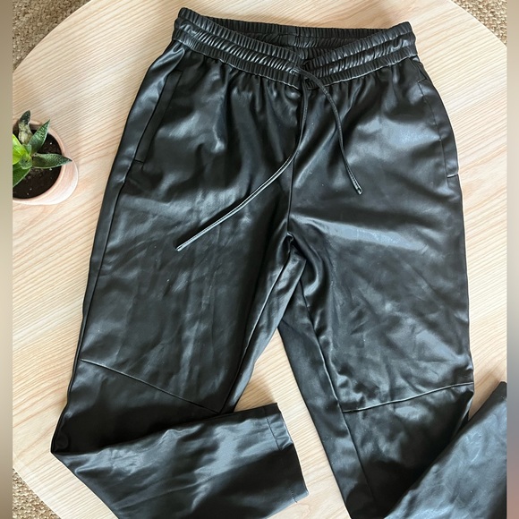 Leather pants with tie waist - Picture 1 of 3